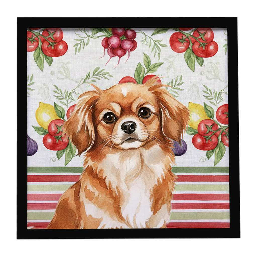 Red Tibetan Spaniel Vegetables Framed Metal Print Bathroom, Kitchen, Office, Home Decor Wall Art Ready to Hang, Square, 8X8