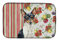 Toy Fox Terrier Vegetables Dish Drying Mat Absorbent Dish Drying Mat Pad for Kitchen Counter Dish Drainer Mat for Countertop, 14 x 21", Multicolor
