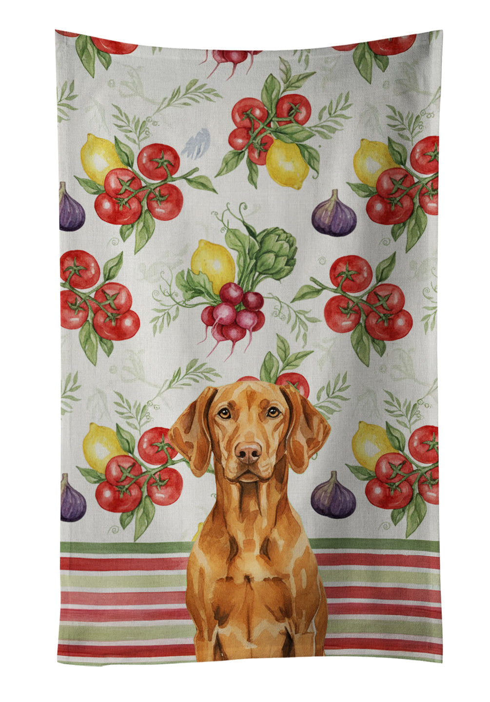Vizsla Vegetables Kitchen Towel Velour Plush Front and Cotton Loop Back Machine Washable