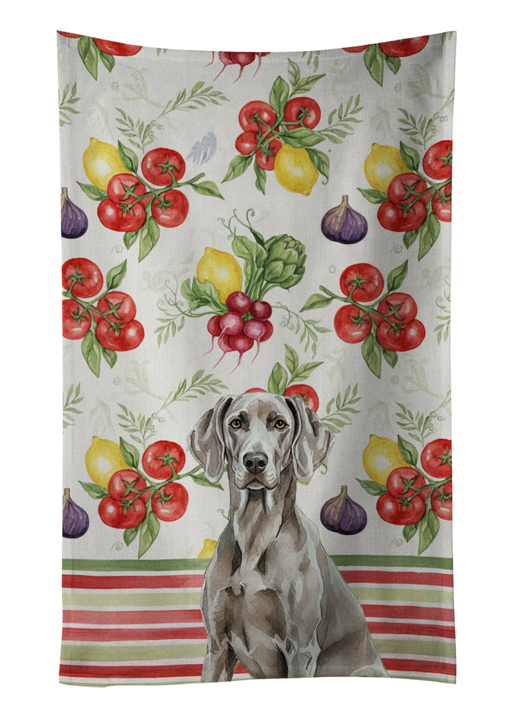 Weimaraner Vegetables Kitchen Towel Velour Plush Front and Cotton Loop Back Machine Washable