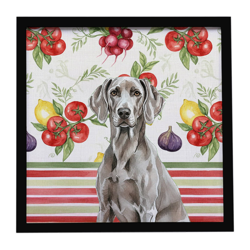 Weimaraner Vegetables Framed Metal Print Bathroom, Kitchen, Office, Home Decor Wall Art Ready to Hang, Square, 8X8