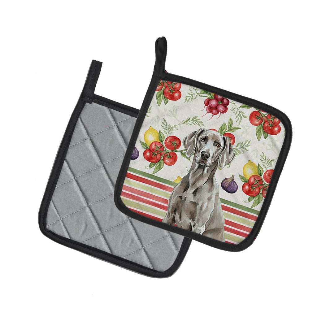 Weimaraner Vegetables Pot Holder Set of 2 Heat Resistant Quilted Hot Pads 7.5 x 7.5 Inch, Insulated Kitchen Trivets for Cooking & Baking