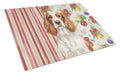Welsh Springer Spaniel Vegetables Cutting Board Tempered Glass Kitchen Cutting Surface, Heat Resistant Chopping, Non-Slip Feet, Food Prep & Serving