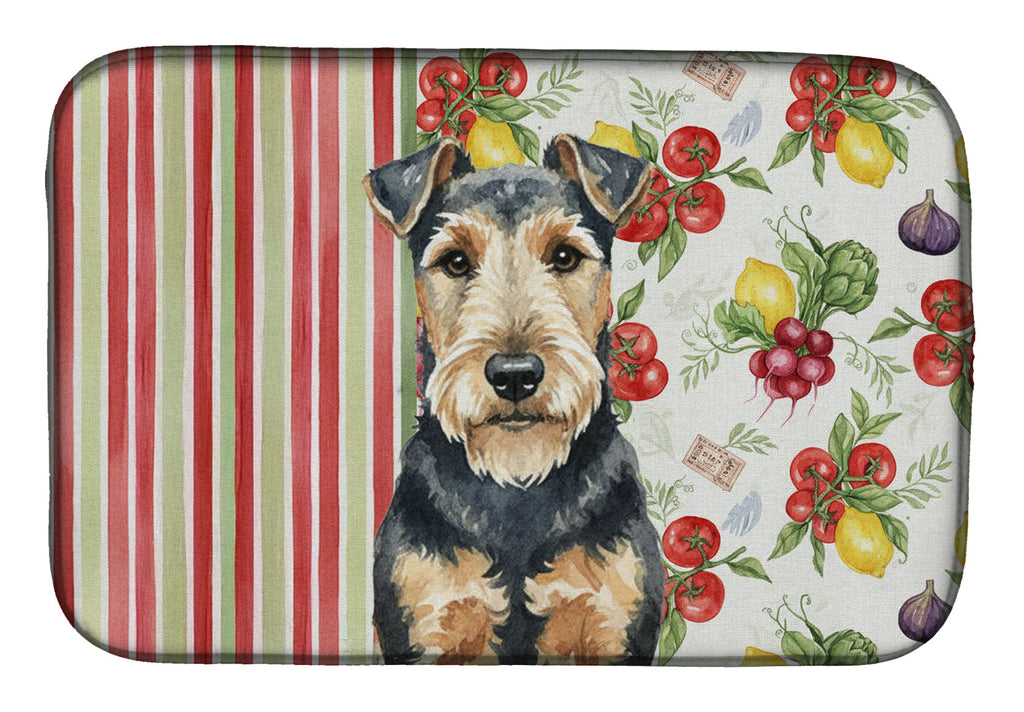 Welsh Terrier Vegetables Dish Drying Mat Absorbent Dish Drying Mat Pad for Kitchen Counter Dish Drainer Mat for Countertop, 14 x 21", Multicolor