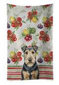 Welsh Terrier Vegetables Kitchen Towel Velour Plush Front and Cotton Loop Back Machine Washable
