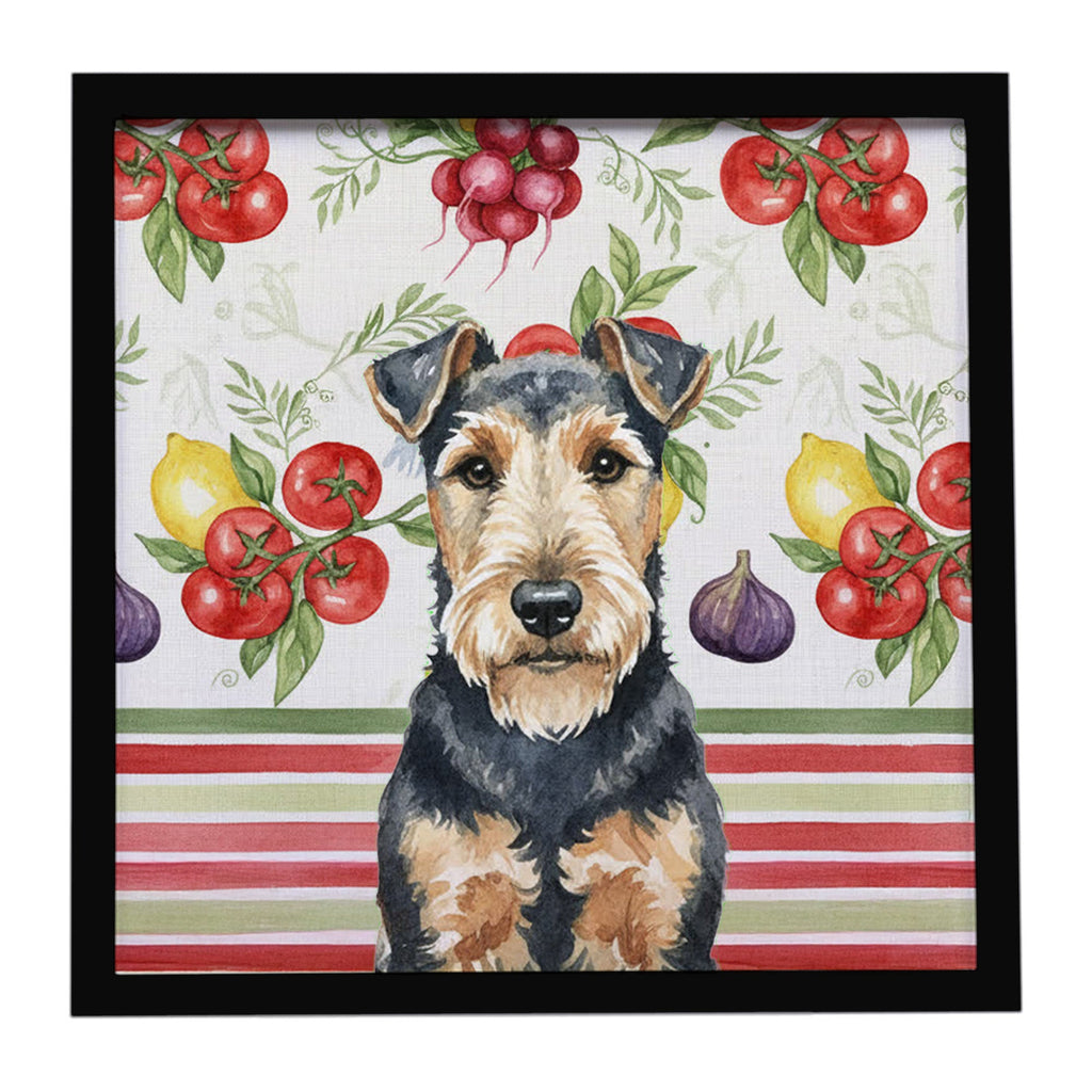 Welsh Terrier Vegetables Framed Metal Print Bathroom, Kitchen, Office, Home Decor Wall Art Ready to Hang, Square, 8X8