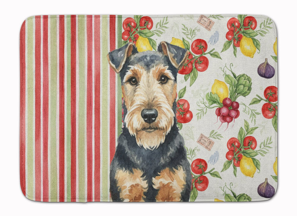 Welsh Terrier Vegetables Memory Foam Kitchen Mat Machine Washable Anti-Fatigue Cushion Comfort Bath or Kitchen Rug