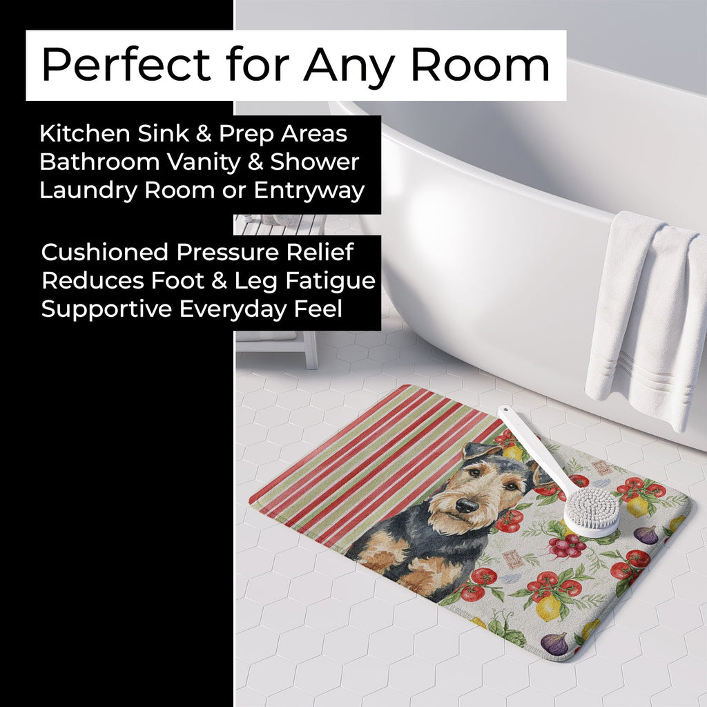 Welsh Terrier Vegetables Memory Foam Kitchen Mat Machine Washable Anti-Fatigue Cushion Comfort Bath or Kitchen Rug