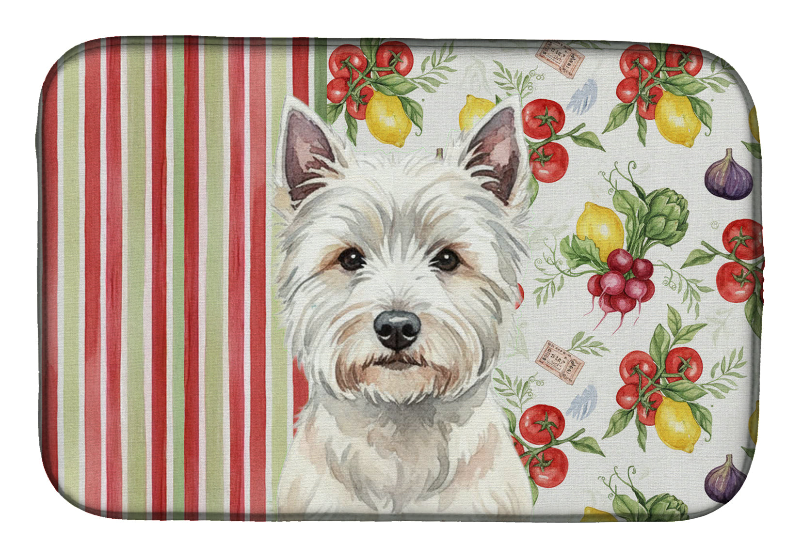 Westie Vegetables Dish Drying Mat Absorbent Dish Drying Mat Pad for Kitchen Counter Dish Drainer Mat for Countertop, 14 x 21", Multicolor