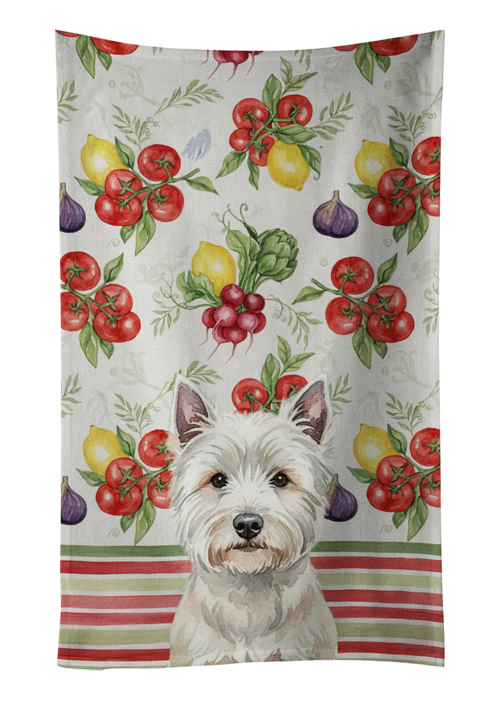Westie Vegetables Kitchen Towel Velour Plush Front and Cotton Loop Back Machine Washable