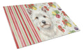 Westie Vegetables Cutting Board Tempered Glass Kitchen Cutting Surface, Heat Resistant Chopping, Non-Slip Feet, Food Prep & Serving