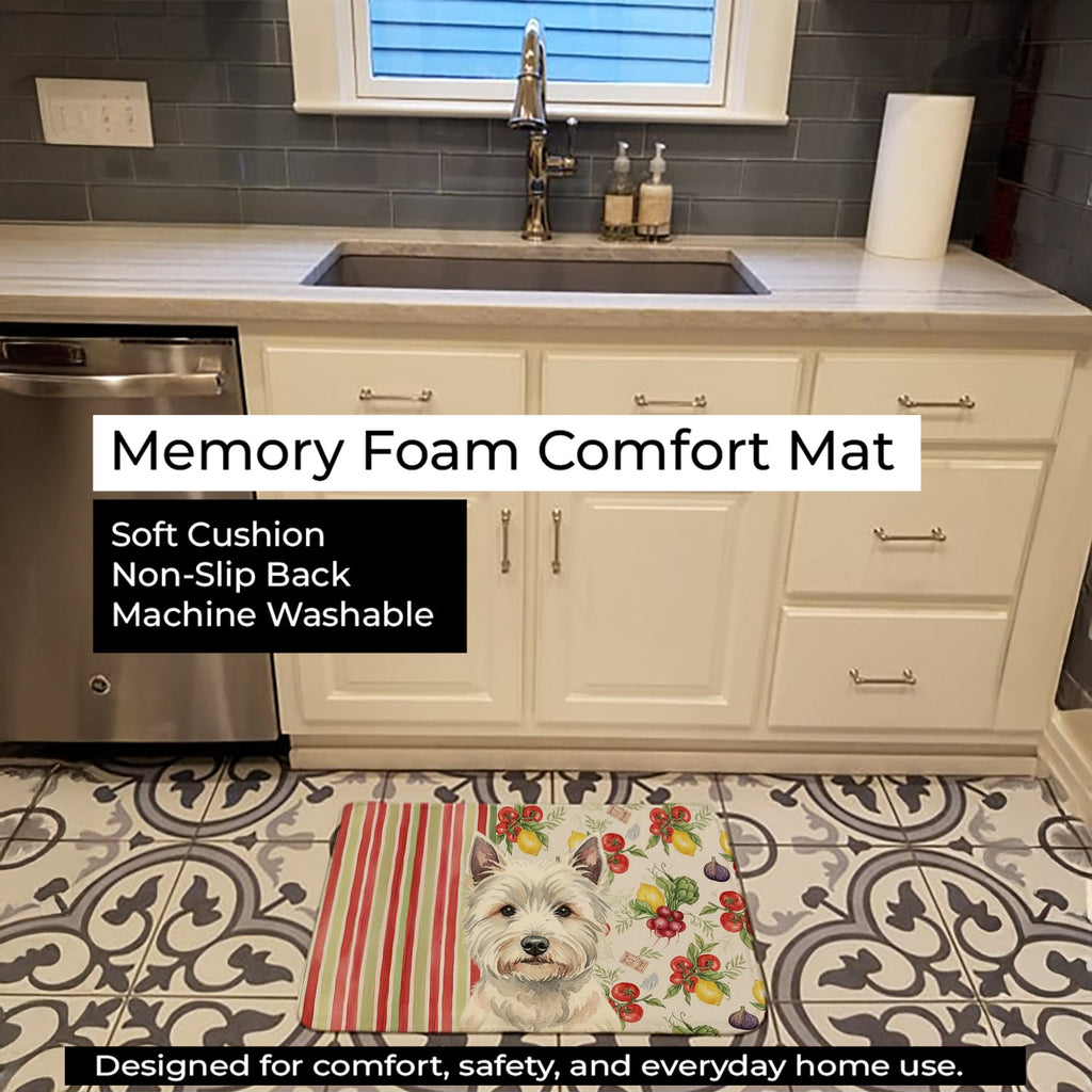 Westie Vegetables Memory Foam Kitchen Mat Machine Washable Anti-Fatigue Cushion Comfort Bath or Kitchen Rug
