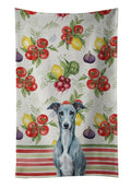 Blue Whippet Vegetables Kitchen Towel Velour Plush Front and Cotton Loop Back Machine Washable