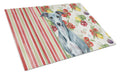 Blue Whippet Vegetables Cutting Board Tempered Glass Kitchen Cutting Surface, Heat Resistant Chopping, Non-Slip Feet, Food Prep & Serving