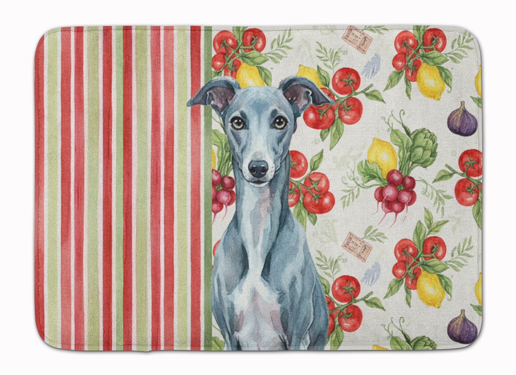Blue Whippet Vegetables Memory Foam Kitchen Mat Machine Washable Anti-Fatigue Cushion Comfort Bath or Kitchen Rug