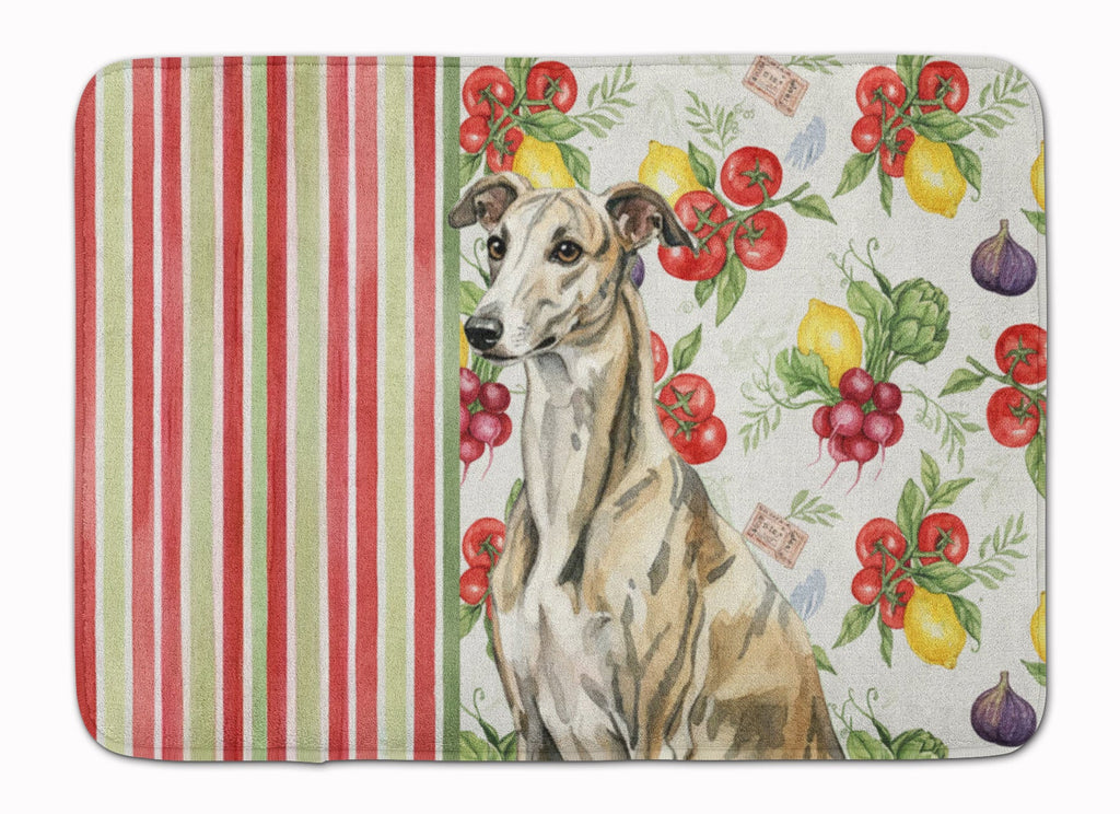 Brindle Whippet Vegetables Memory Foam Kitchen Mat Machine Washable Anti-Fatigue Cushion Comfort Bath or Kitchen Rug