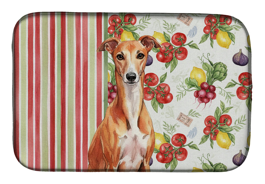 Red Whippet Vegetables Dish Drying Mat Absorbent Dish Drying Mat Pad for Kitchen Counter Dish Drainer Mat for Countertop, 14 x 21", Multicolor