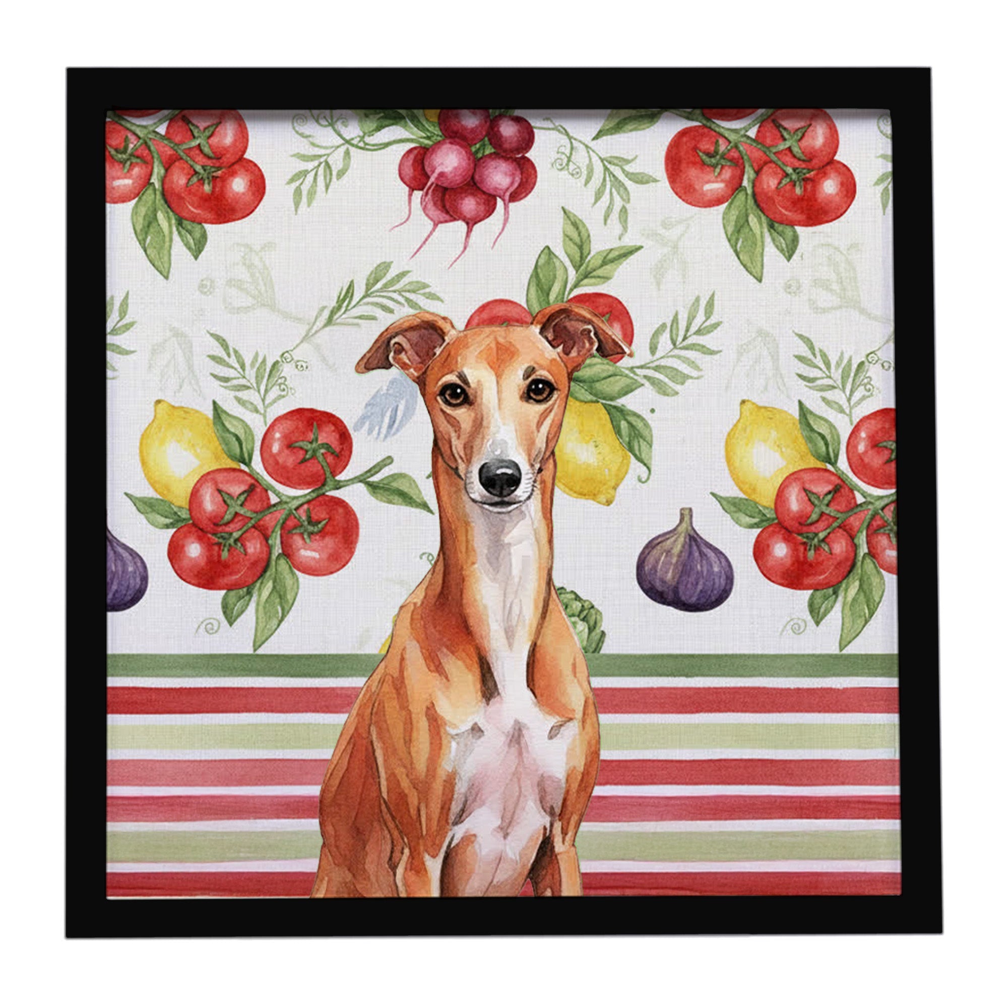 Red Whippet Vegetables Framed Metal Print Bathroom, Kitchen, Office, Home Decor Wall Art Ready to Hang, Square, 8X8