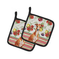 Red Whippet Vegetables Pot Holder Set of 2 Heat Resistant Quilted Hot Pads 7.5 x 7.5 Inch, Insulated Kitchen Trivets for Cooking & Baking