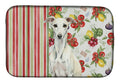White Whippet Vegetables Dish Drying Mat Absorbent Dish Drying Mat Pad for Kitchen Counter Dish Drainer Mat for Countertop, 14 x 21", Multicolor