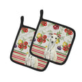 White Whippet Vegetables Pot Holder Set of 2 Heat Resistant Quilted Hot Pads 7.5 x 7.5 Inch, Insulated Kitchen Trivets for Cooking & Baking