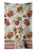 Wire Fox Terrier Vegetables Kitchen Towel Velour Plush Front and Cotton Loop Back Machine Washable