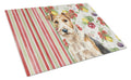 Wire Fox Terrier Vegetables Cutting Board Tempered Glass Kitchen Cutting Surface, Heat Resistant Chopping, Non-Slip Feet, Food Prep & Serving