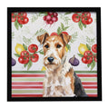 Wire Fox Terrier Vegetables Framed Metal Print Bathroom, Kitchen, Office, Home Decor Wall Art Ready to Hang, Square, 8X8