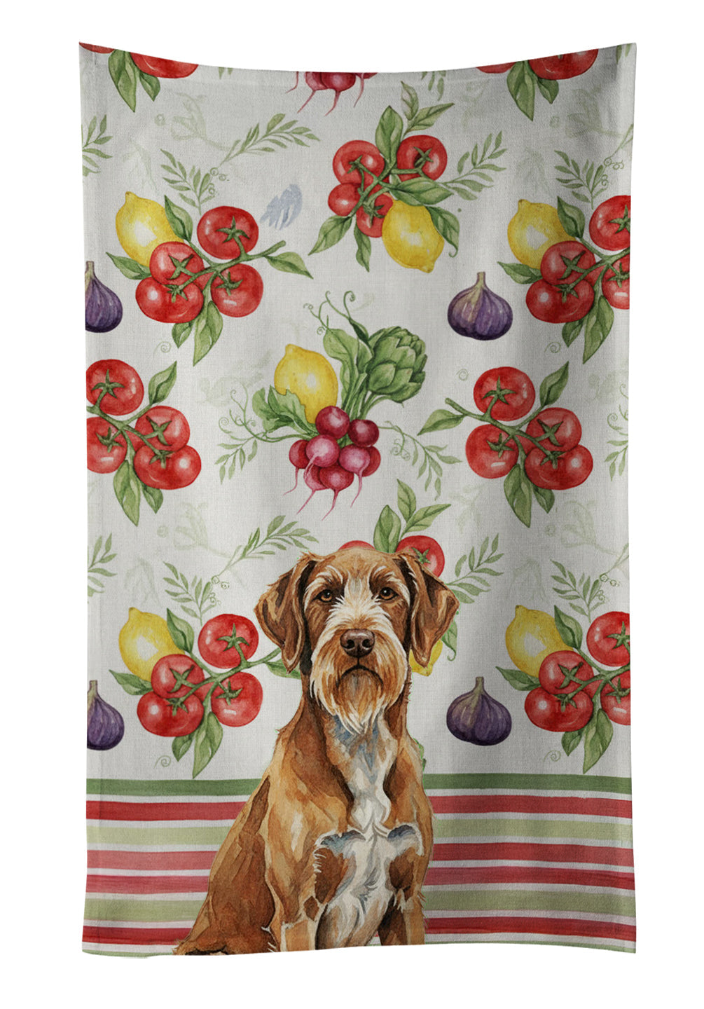 Wirehaired Pointing Griffon Vegetables Kitchen Towel Velour Plush Front and Cotton Loop Back Machine Washable