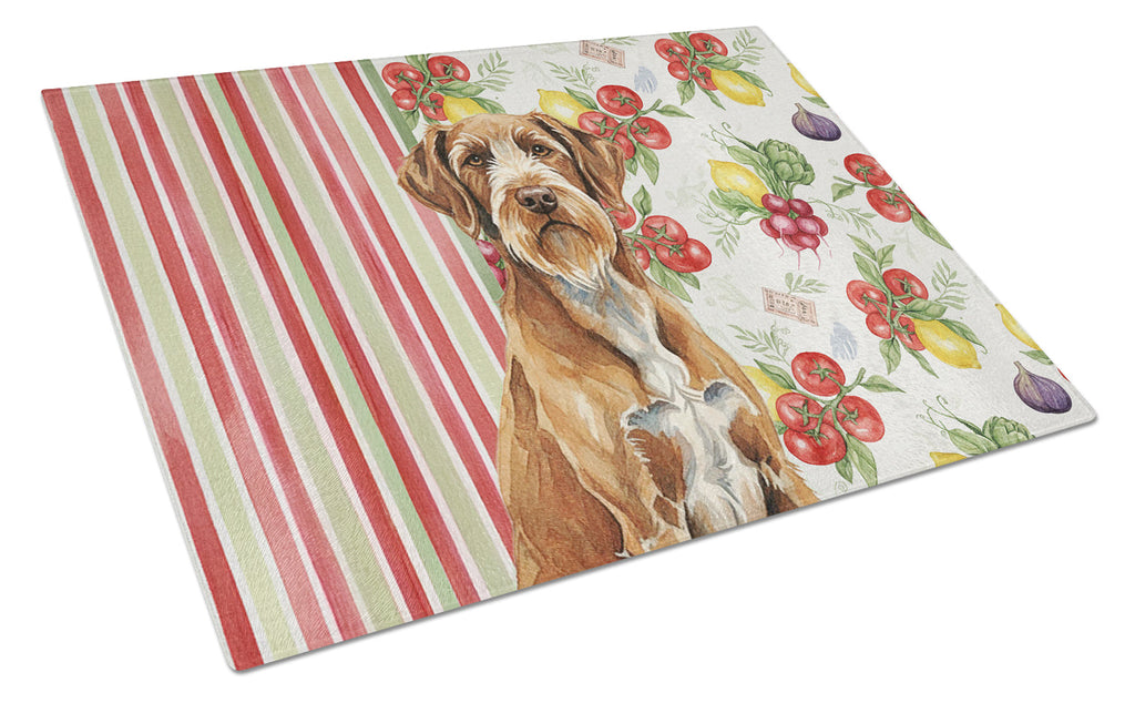 Wirehaired Pointing Griffon Vegetables Cutting Board Tempered Glass Kitchen Cutting Surface, Heat Resistant Chopping, Non-Slip Feet, Food Prep & Serving