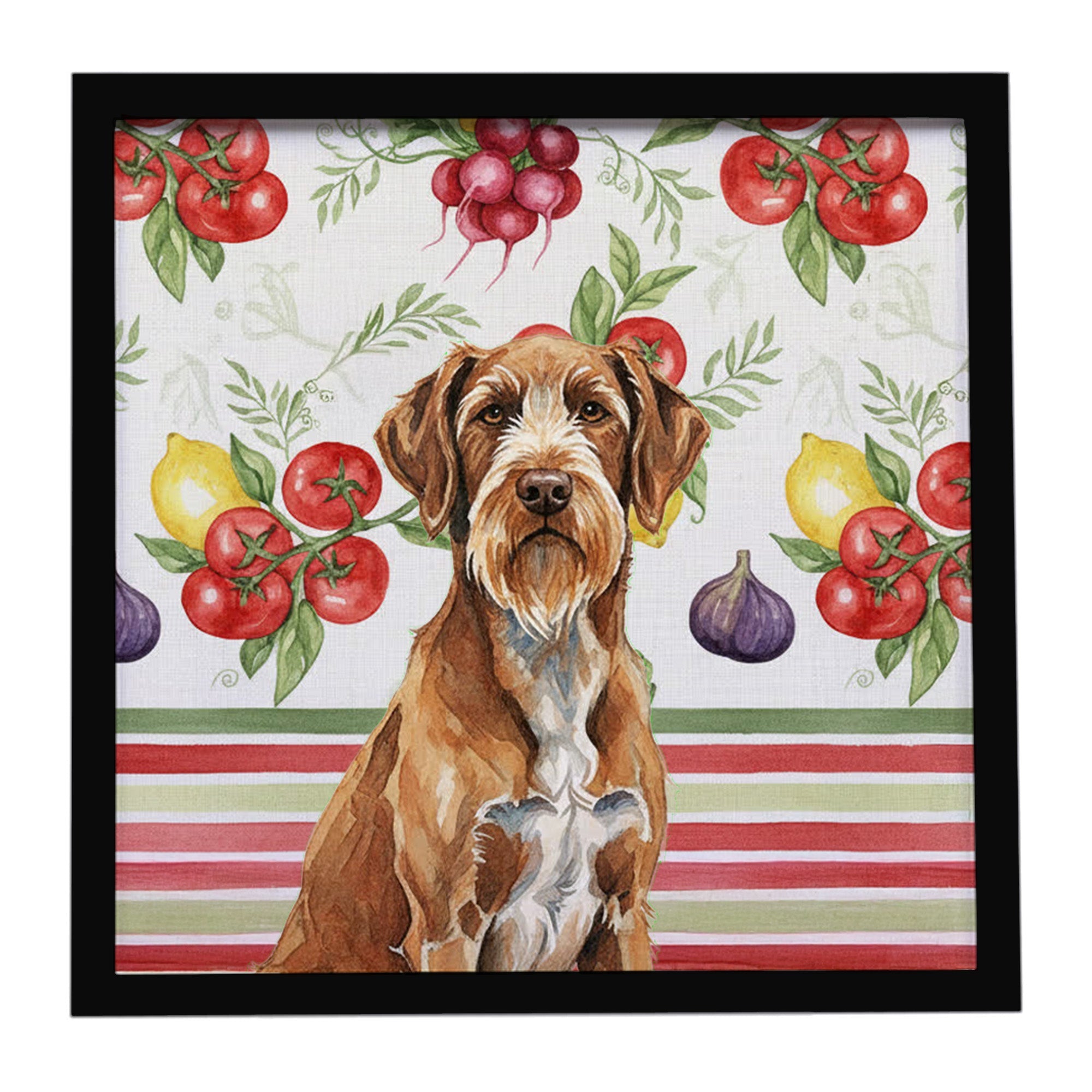 Wirehaired Pointing Griffon Vegetables Framed Metal Print Bathroom, Kitchen, Office, Home Decor Wall Art Ready to Hang, Square, 8X8
