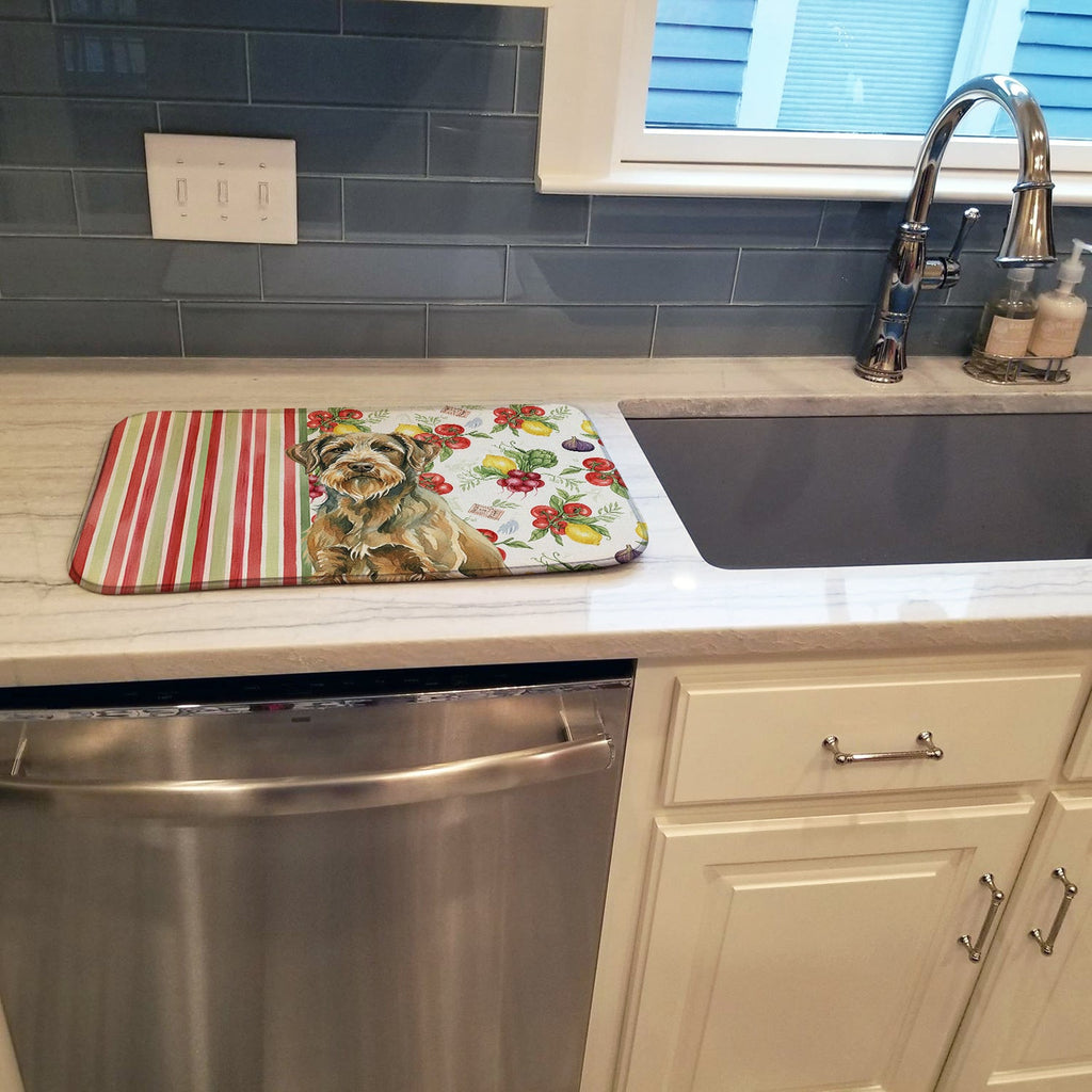 Chestnut Wirehaired Pointing Griffon Vegetables Dish Drying Mat Absorbent Dish Drying Mat Pad for Kitchen Counter Dish Drainer Mat for Countertop, 14 x 21", Multicolor