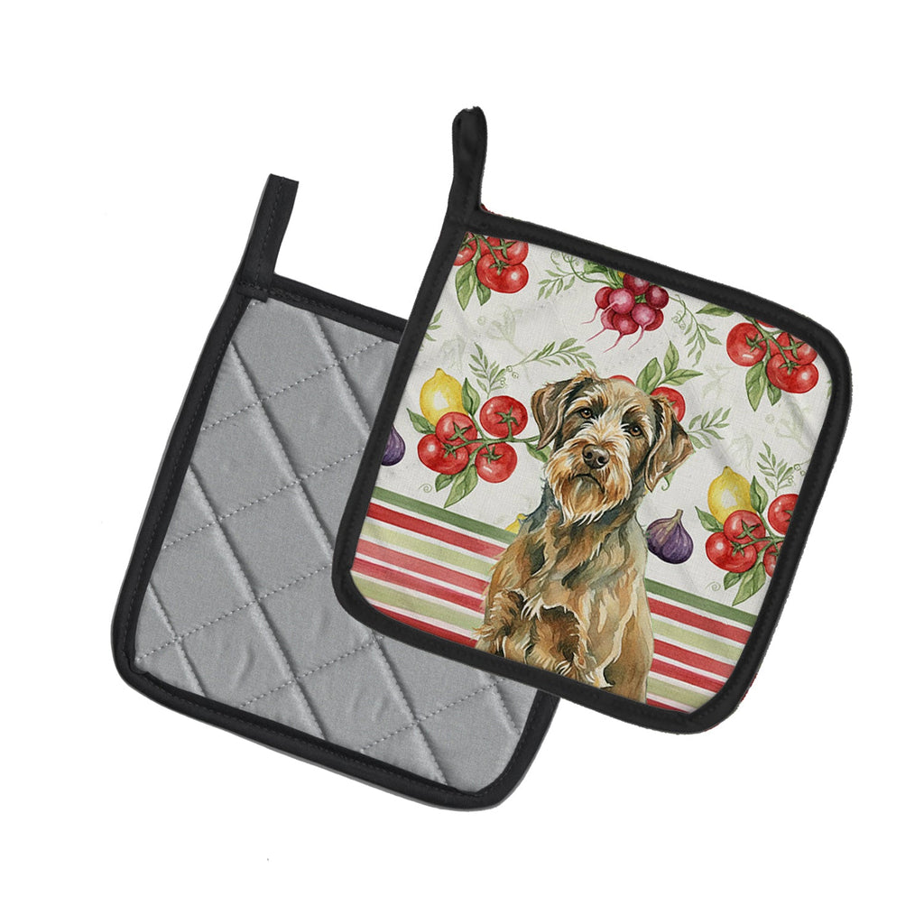 Chestnut Wirehaired Pointing Griffon Vegetables Pot Holder Set of 2 Heat Resistant Quilted Hot Pads 7.5 x 7.5 Inch, Insulated Kitchen Trivets for Cooking & Baking