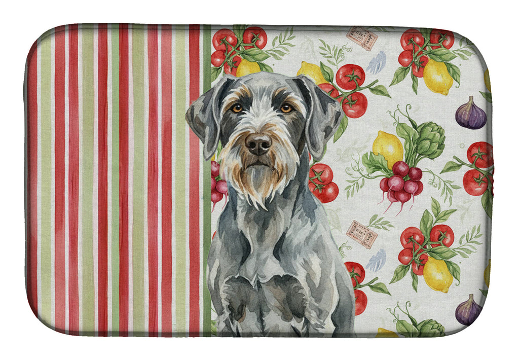 Steel Gray Wirehaired Pointing Griffon Vegetables Dish Drying Mat Absorbent Dish Drying Mat Pad for Kitchen Counter Dish Drainer Mat for Countertop, 14 x 21", Multicolor