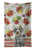 Steel Gray Wirehaired Pointing Griffon Vegetables Kitchen Towel Velour Plush Front and Cotton Loop Back Machine Washable