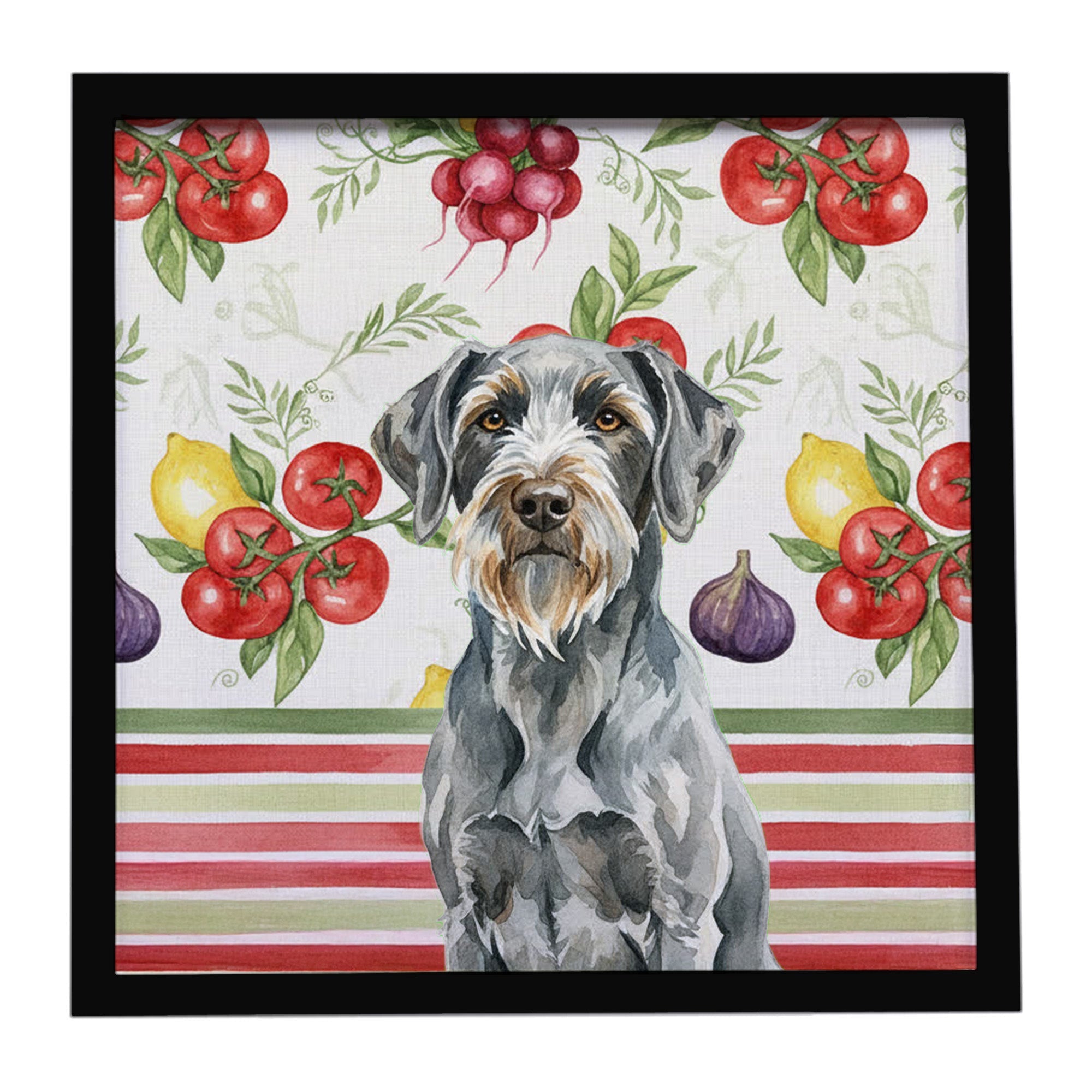 Steel Gray Wirehaired Pointing Griffon Vegetables Framed Metal Print Bathroom, Kitchen, Office, Home Decor Wall Art Ready to Hang, Square, 8X8