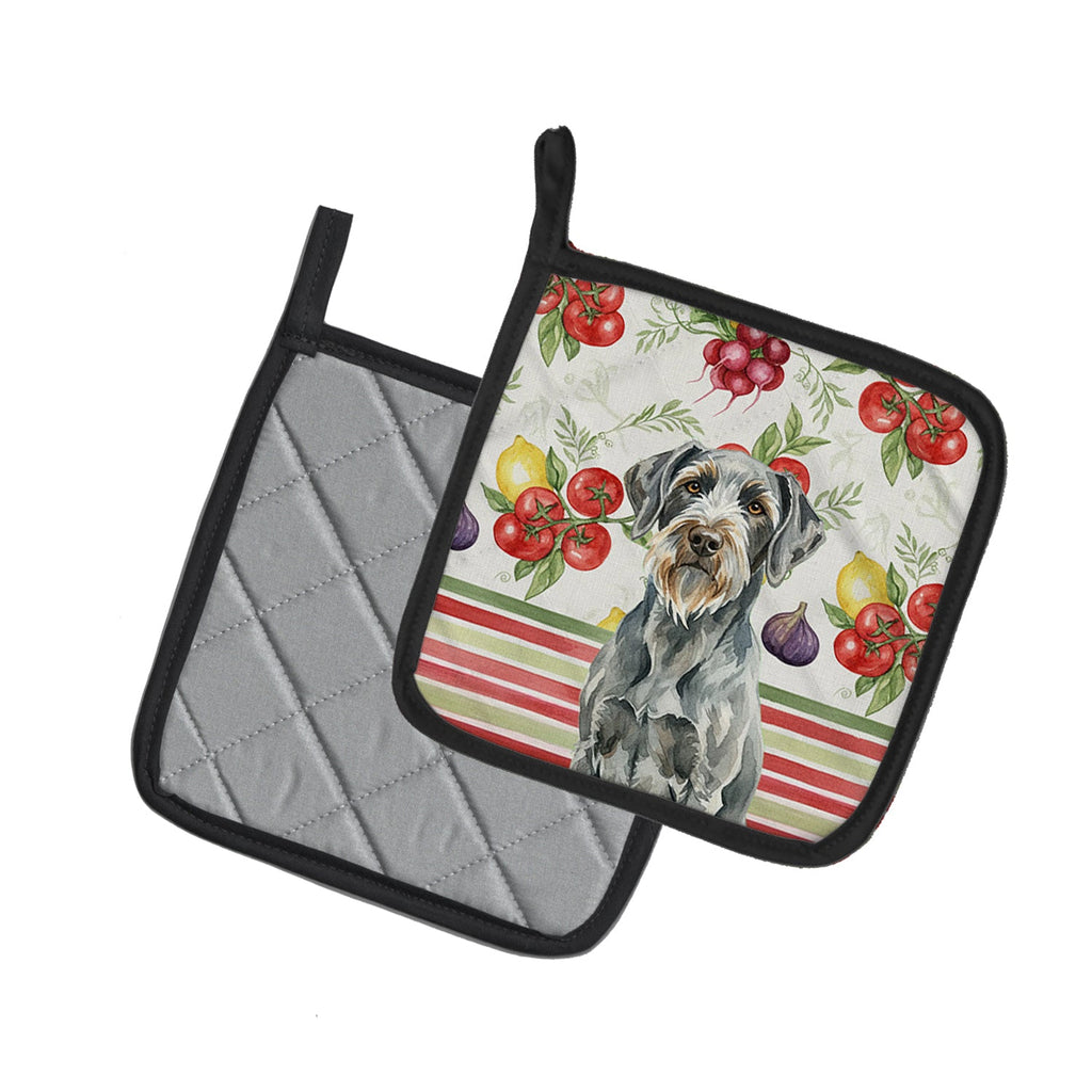 Steel Gray Wirehaired Pointing Griffon Vegetables Pot Holder Set of 2 Heat Resistant Quilted Hot Pads 7.5 x 7.5 Inch, Insulated Kitchen Trivets for Cooking & Baking
