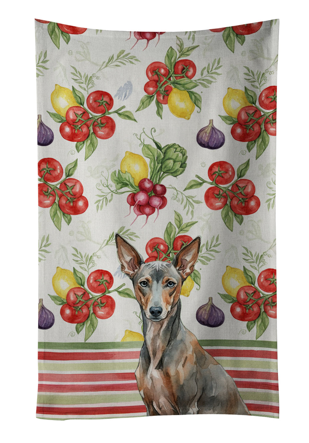 Xoloitzcuintli Vegetables Kitchen Towel Velour Plush Front and Cotton Loop Back Machine Washable