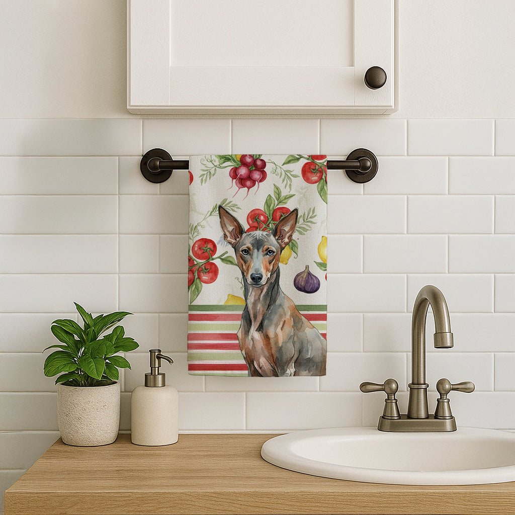 Xoloitzcuintli Vegetables Kitchen Towel Velour Plush Front and Cotton Loop Back Machine Washable
