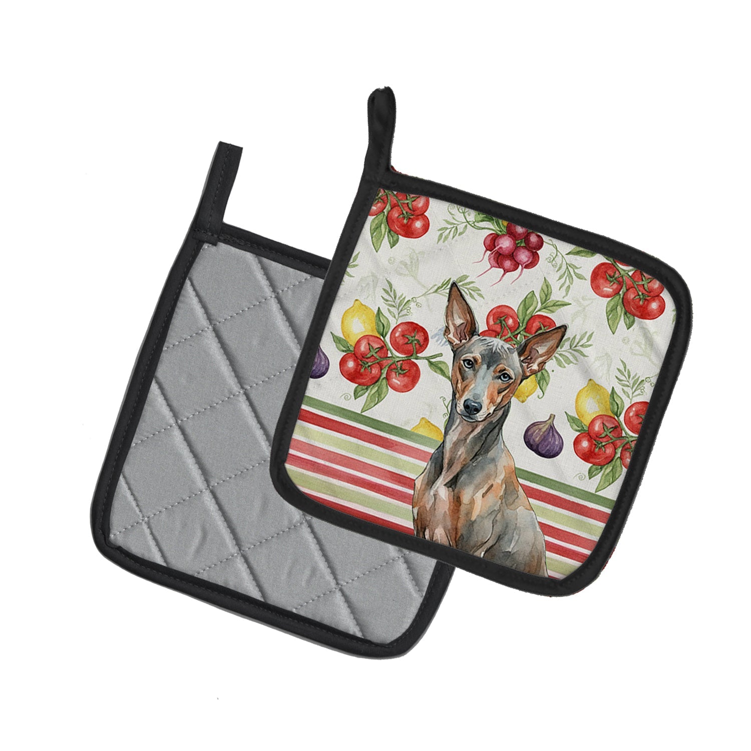 Xoloitzcuintli Vegetables Pot Holder Set of 2 Heat Resistant Quilted Hot Pads 7.5 x 7.5 Inch, Insulated Kitchen Trivets for Cooking & Baking