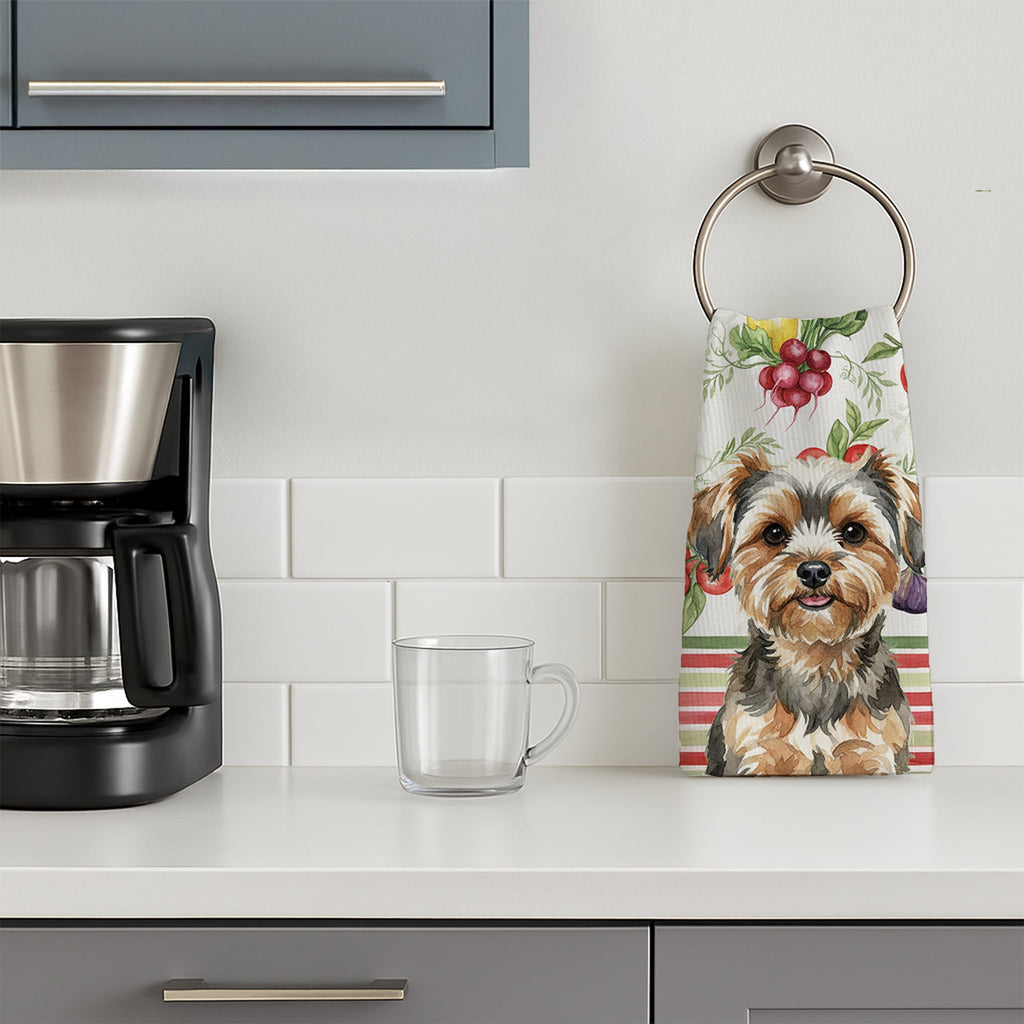 Yorkiepoo Vegetables Kitchen Towel Velour Plush Front and Cotton Loop Back Machine Washable