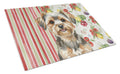 Yorkiepoo Vegetables Cutting Board Tempered Glass Kitchen Cutting Surface, Heat Resistant Chopping, Non-Slip Feet, Food Prep & Serving