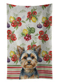 Blue and Tan Yorkshire Terrier Vegetables Kitchen Towel Velour Plush Front and Cotton Loop Back Machine Washable