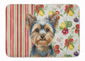 Blue and Tan Yorkshire Terrier Vegetables Memory Foam Kitchen Mat Machine Washable Anti-Fatigue Cushion Comfort Bath or Kitchen Rug