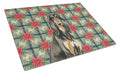Black & Tan Afghan Hound Christmas PoinsettIas Cutting Board Tempered Glass Kitchen Cutting Surface, Heat Resistant Chopping, Non-Slip Feet, Food Prep & Serving