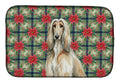 Afghan Hound Christmas PoinsettIas Dish Drying Mat Absorbent Dish Drying Mat Pad for Kitchen Counter Dish Drainer Mat for Countertop, 14 x 21", Multicolor