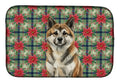 Brindle Akita Christmas PoinsettIas Dish Drying Mat Absorbent Dish Drying Mat Pad for Kitchen Counter Dish Drainer Mat for Countertop, 14 x 21", Multicolor