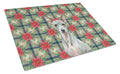 American Hairless Terrier Christmas PoinsettIas Cutting Board Tempered Glass Kitchen Cutting Surface, Heat Resistant Chopping, Non-Slip Feet, Food Prep & Serving