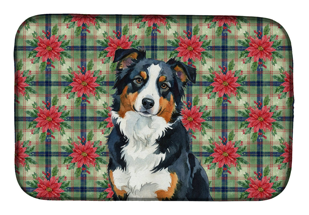 Black Tri American Shepherd Christmas PoinsettIas Dish Drying Mat Absorbent Dish Drying Mat Pad for Kitchen Counter Dish Drainer Mat for Countertop, 14 x 21", Multicolor