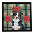 Black Tri American Shepherd Christmas PoinsettIas Framed Metal Print Bathroom, Kitchen, Office, Home Decor Wall Art Ready to Hang, Square, 8X8